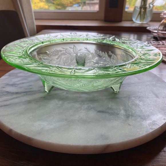 Green Depression Glass Vintage Bowl